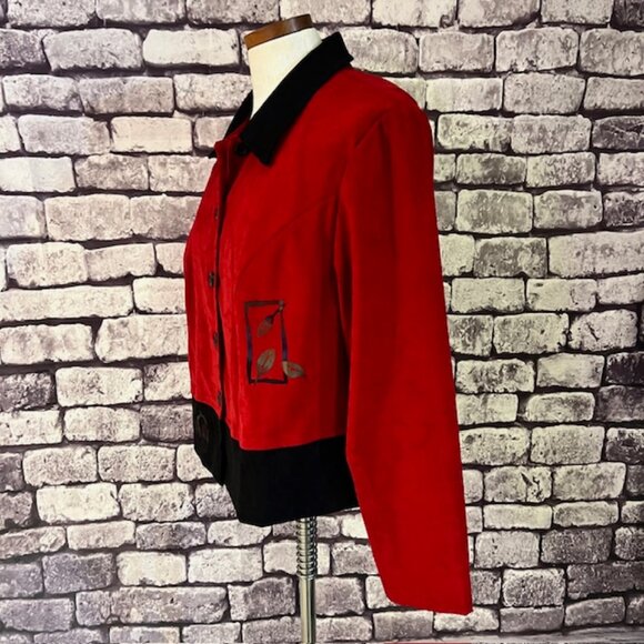 Positive Attitude Vintage Red & Black Long Sleeve Jacket Size 16 - Picture 4 of 9